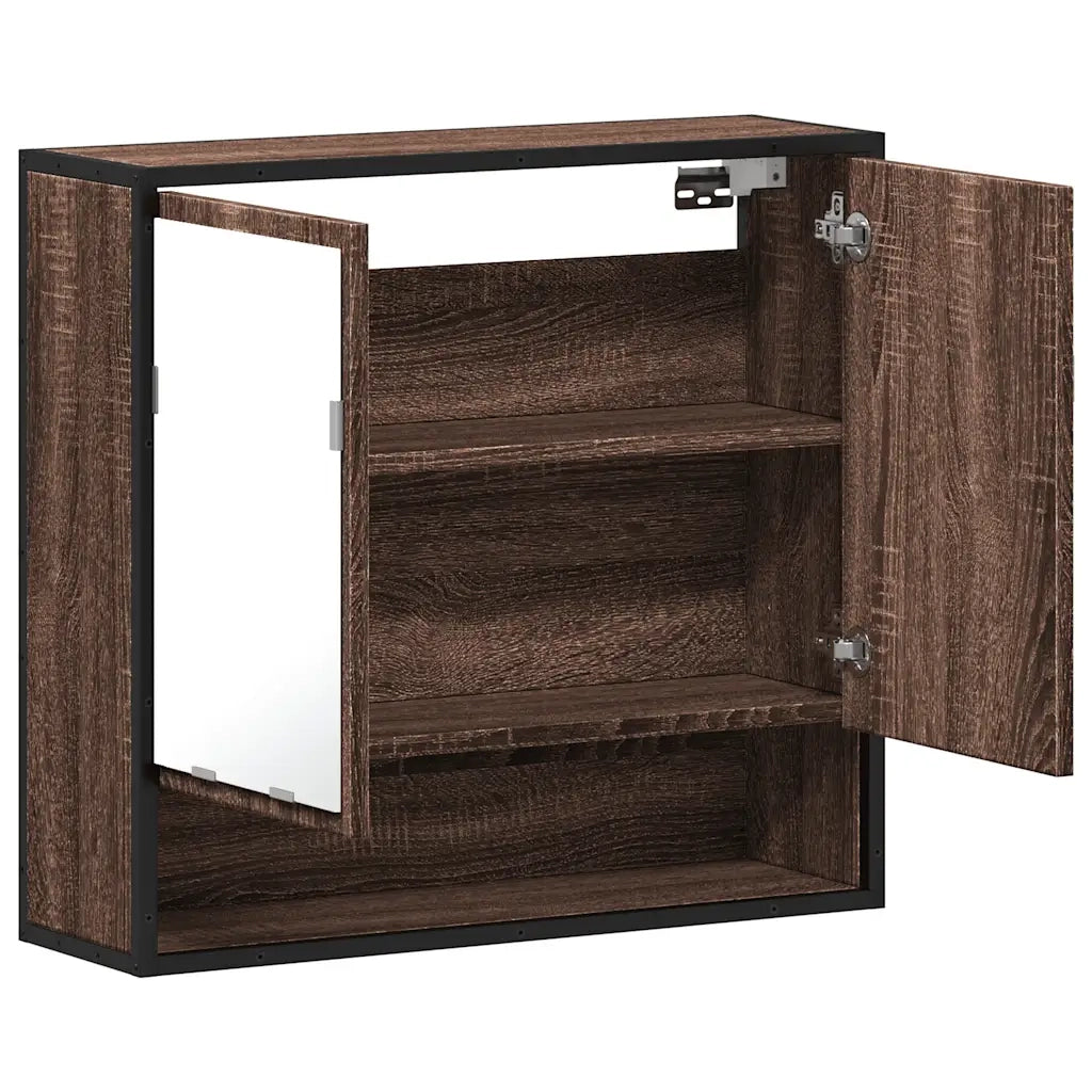vidaXL Mobile Bagno Specchio Rovere Marrone 65x20x60 Legno Multistrato