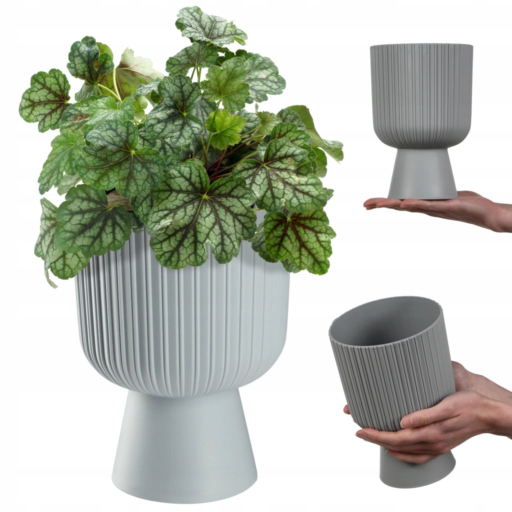Vaso da fiori KADAX, vaso per fiori, da giardino, con coperchio in plastica, 14 cm, supporto per fiori, grigio