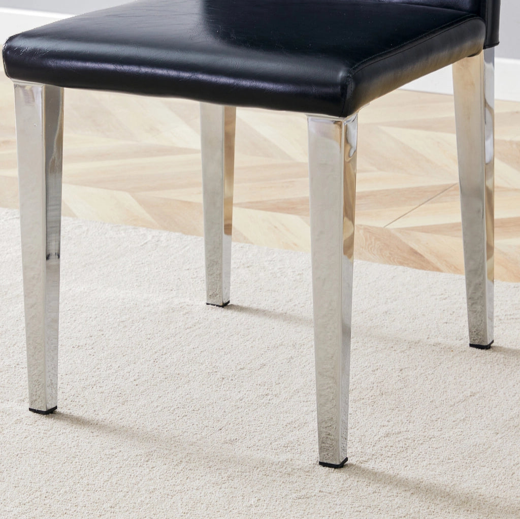 Set di 2 sedie da pranzo in PU nero con gambe argento
