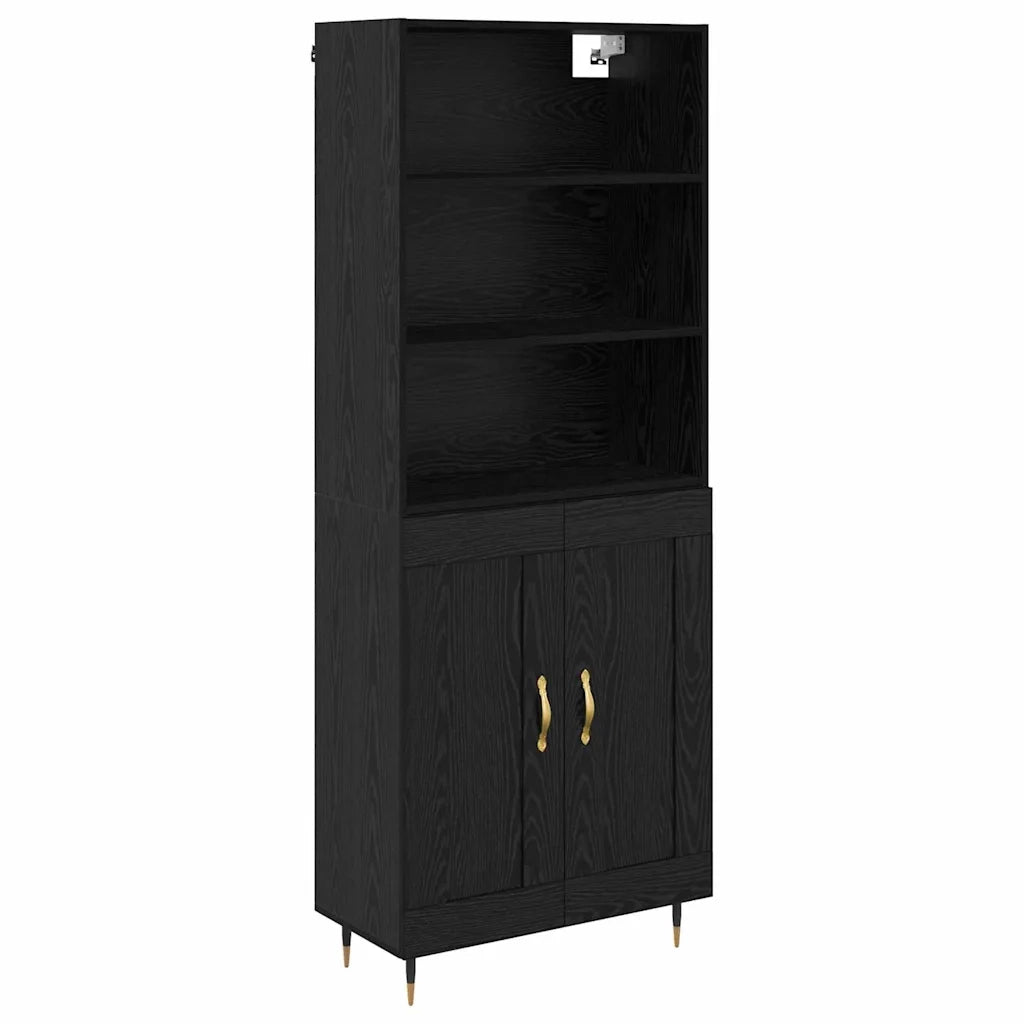 Credenza | Madia | Buffet da pranzo | Armadio da pranzo Rovere nero 69,5 x 34 x 180 cm Legno multistrato