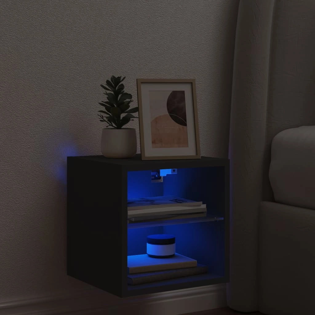 Mobile TV a Parete con Luci LED Nero 30x28,5x30 cmcod mxl 87892