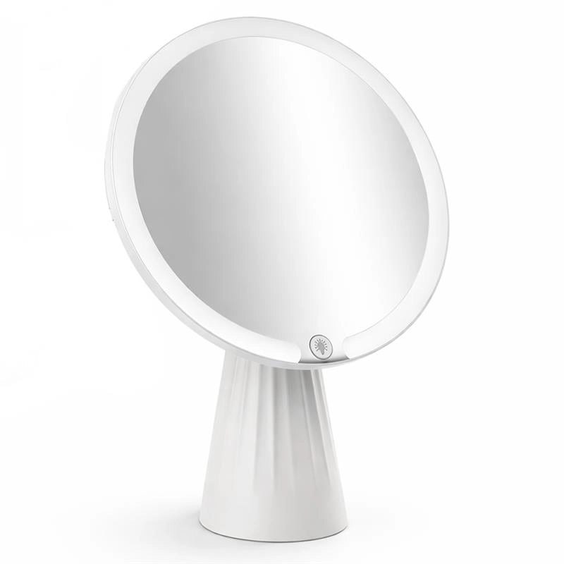 SPECCHIO INGRANDITORE LED - 3 COLORI DI LUCE, INTERRUTTORE TOUCH, REGOLAZIONE CONTINUA, DA TAVOLO, 17 X 27 CM - RICARICA DA USB