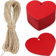 Etichette di carta kraft 100 pezzi - etichette per regalo - corda di juta - forma a cuore - regali di nozze - regali di compleanno/natale