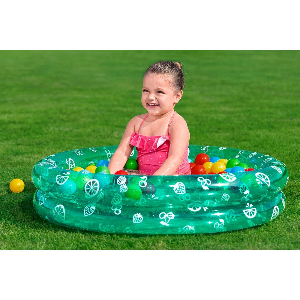 Trade Shop - Piscina Gonfiabile 2 Anelli Motivo Frutta Con Palline Da Gioco Per Bambini ø91x20cm 51141 -