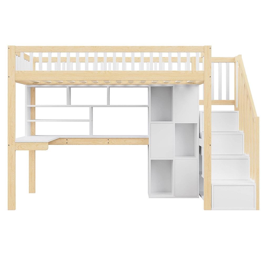 Letto a soppalco - Xylo - 90x200 cm LED bianco/naturale
