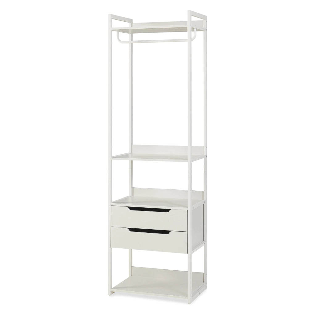 Stand Appendiabiti Jässaatka in Acciaio con 2 Cassetti e 4 Ripiani 200 x 61 x 40 cm - Grigio [en.casa]