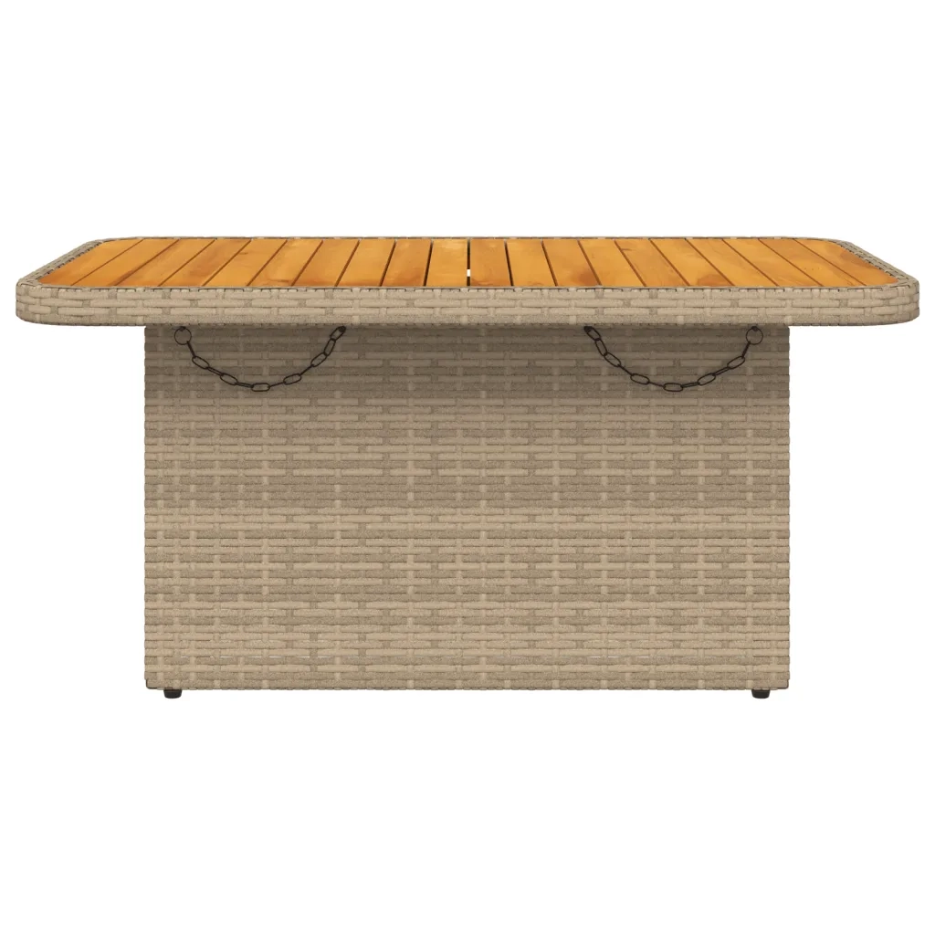 Tavolo da Giardino | Tavolino da esterno Beige 90x55x71cm Polyrattan e Legno Acacia