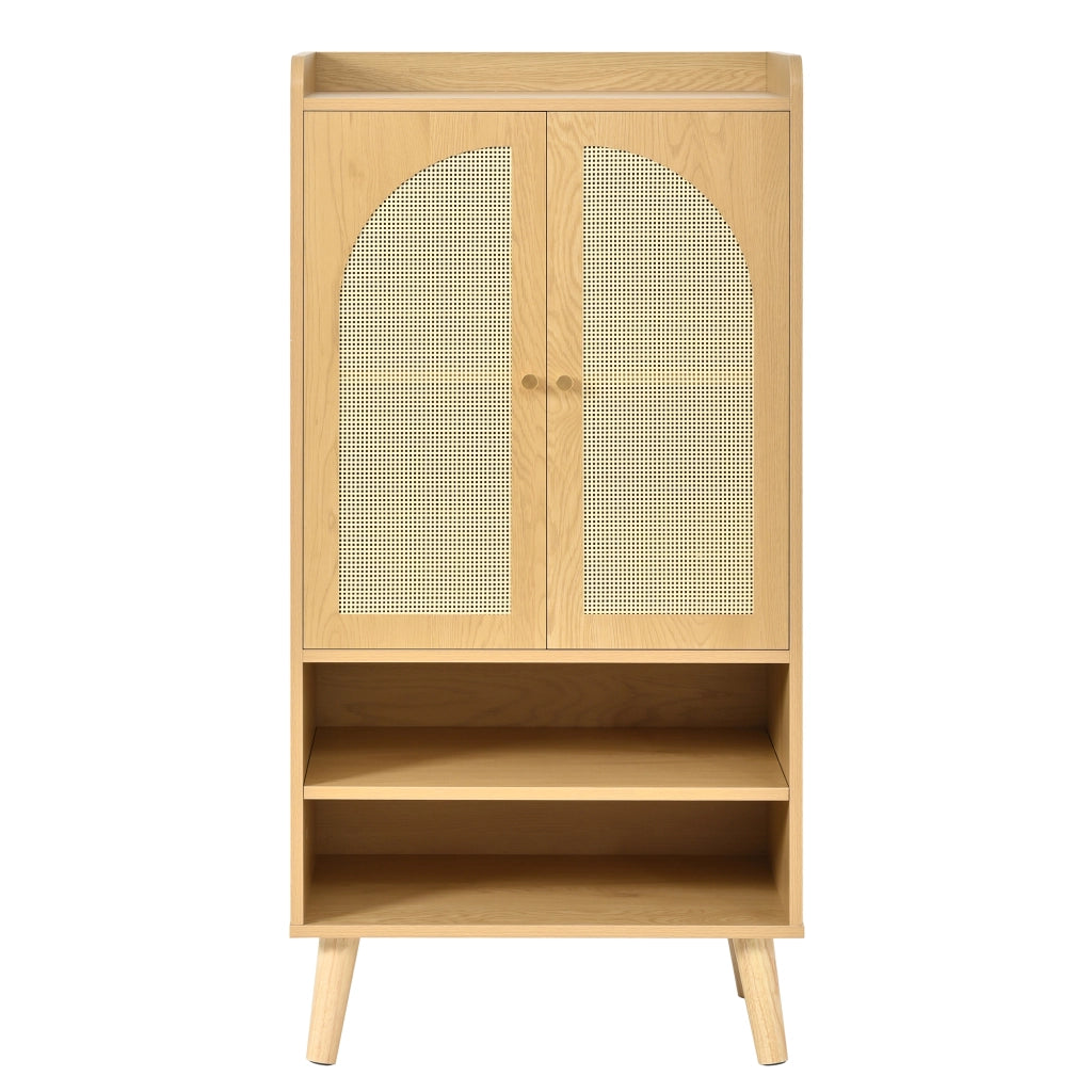 Mobile TV Rattan con 2 ante e 2 ripiani aperti - Zephmum- B60¡ÁT40¡ÁH121 cm grande capacit¨¤