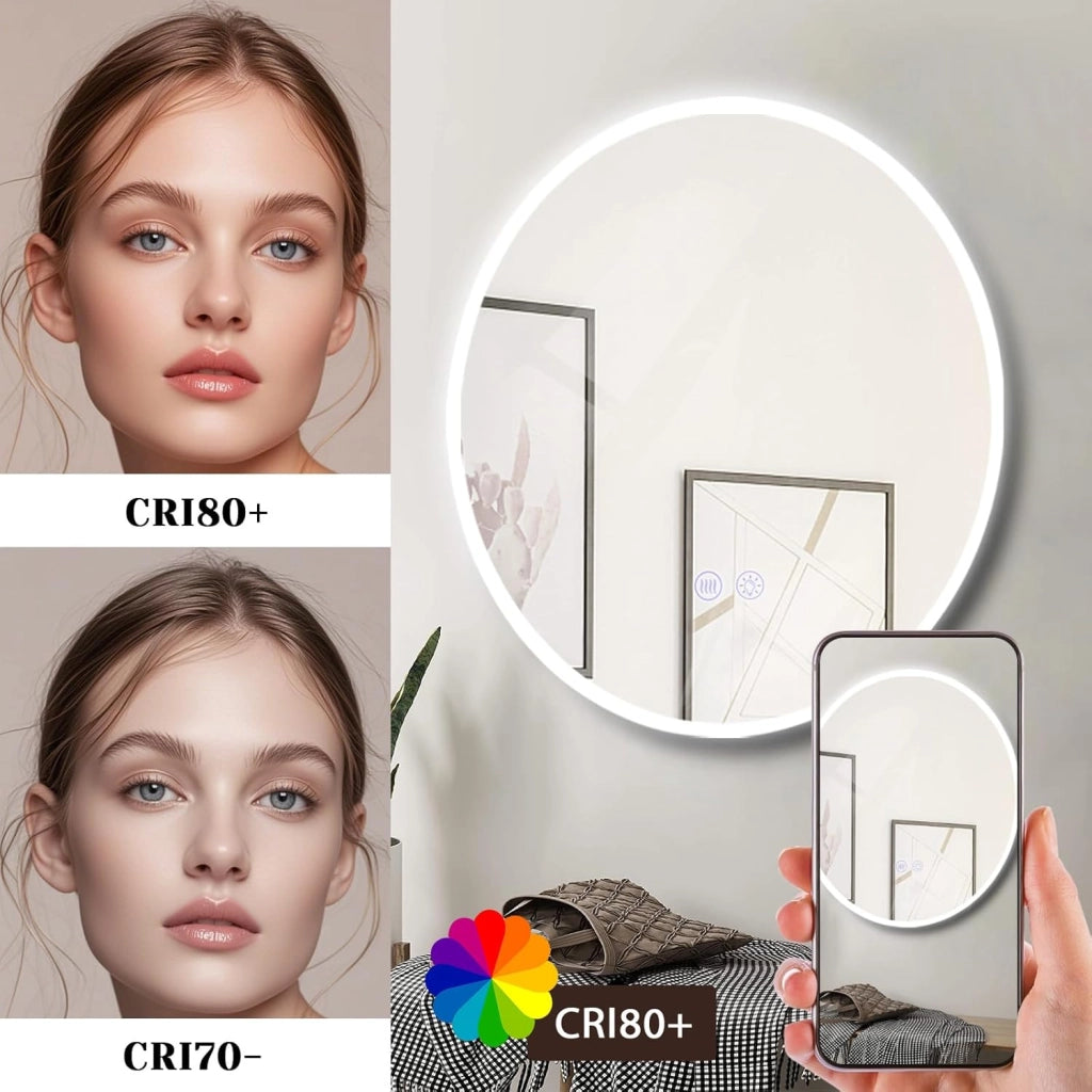 ZMH Specchio da Bagno Illuminato con Regolazione d'Intensità e Interruttore Touch