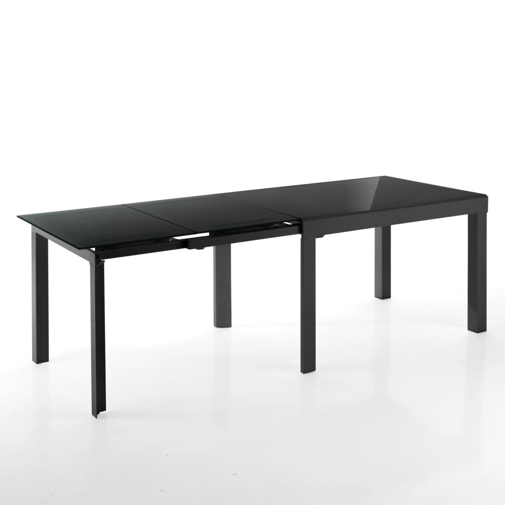 Tavolo allungabile in vetro temprato nero cm. H.75 x P.83 x L.120