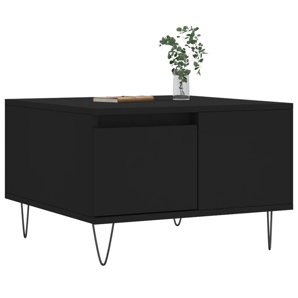 Tavolino da Salotto Nero 55x55x36,5 cm in Legno Multistrato 830757