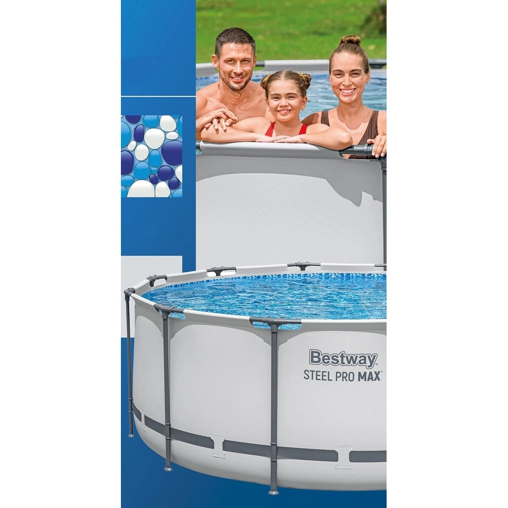 Trade Shop - Piscina Fuori Terra Con Struttura Steel Pro Max Pompa Filtro Scala ø366x122cm Tonda 56420 -
