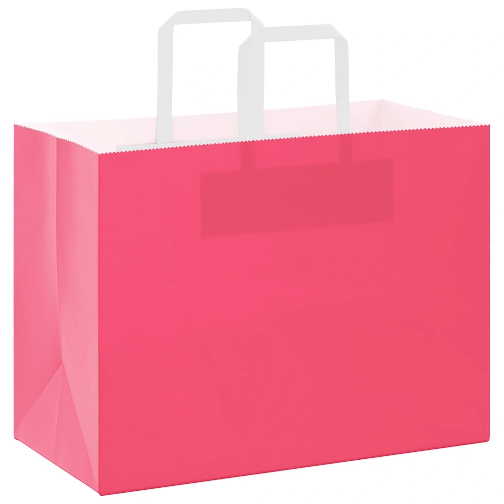 vidaXL Sacchetti di Carta 250 pz con Manici Rosa 32x17x25 cm