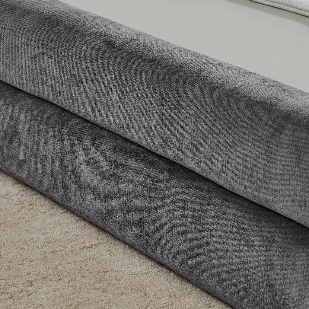 Letto singolo 90x200 cm in tessuto Chenille; testiera ergonomica; grigio scuro