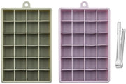 Forma Quadrata per Gelato - Forma per Gelato con Coperchio - Clip per Gelato in Acciaio Inossidabile - 2 Pezzi - Silicone - Dimensioni 17x11,5 cm