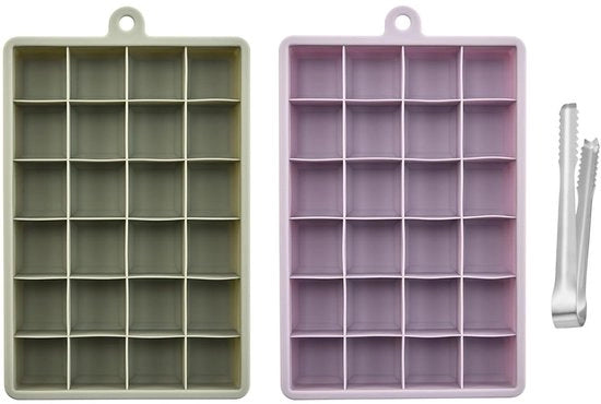 Forma Quadrata per Gelato - Forma per Gelato con Coperchio - Clip per Gelato in Acciaio Inossidabile - 2 Pezzi - Silicone - Dimensioni 17x11,5 cm