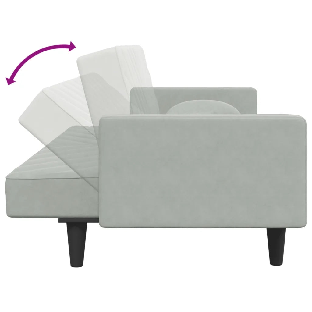 Set di Divani 2 pz con Cuscini Grigio Chiaro in Velluto