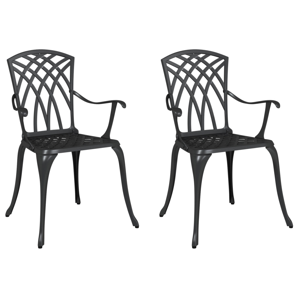 Sedia da giardino  2 pz Nero in alluminio pressofuso