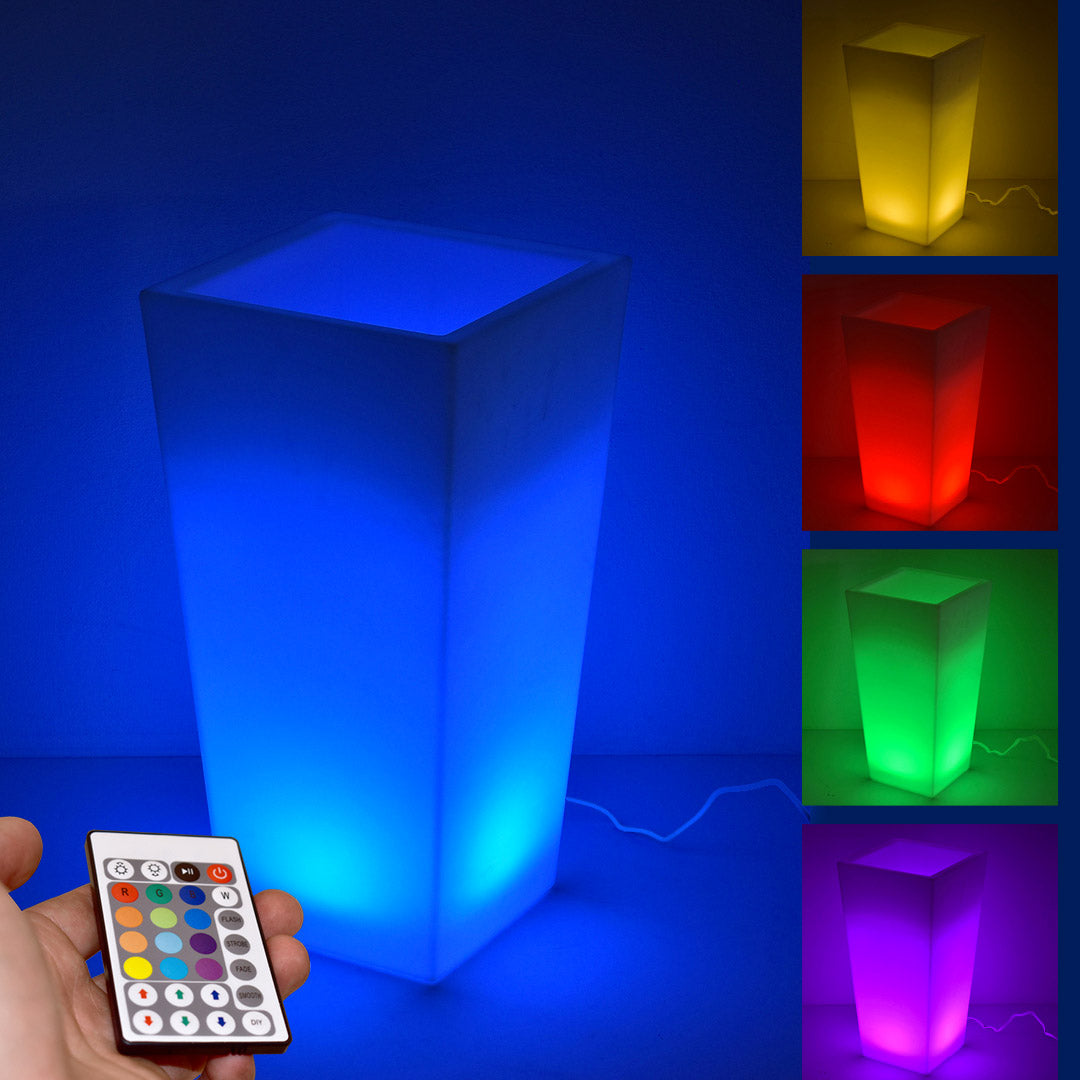 Vaso Luminoso da Giardino a LED 30x30x60 cm in Resina 5W Cedar Multicolore