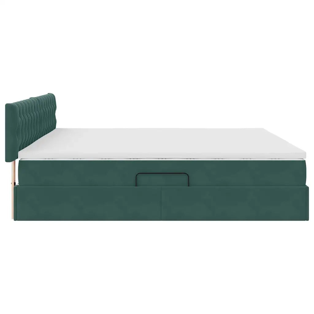 Letto con Contenitore Verde Scuro 200 x 200 cm Velluto