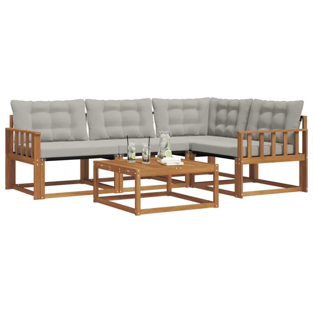 Set di divani da esterno 5 pcs Grigio Naturale e Chiaro 3369430