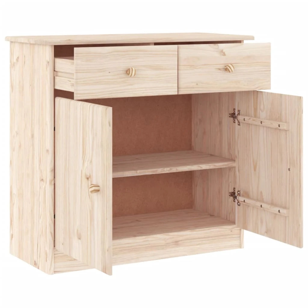 Buffet credenza cassettiera armadio mobile contenitore organizer per cucina soggiorno salotto 77 x 35 x 73 cm legno massello di pino marrone 02_0029676