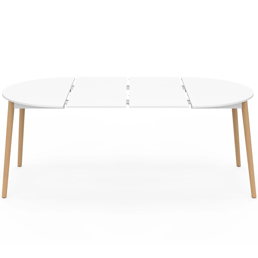 IDMarket - ANGELA tavolo da pranzo rotondo allungabile 4-10 persone gamba in legno bianco 110 - 200 cm