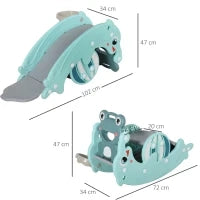 3-in-1 Cavallo a Dondolo Scivolo per Bambini e Canestro, Età 18-36 mesi, per Casa e Giardino, Verde
