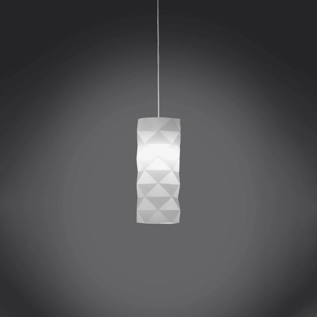 Sospensione Moderna Prisma Polilux ® Bianco E Metallo Cromo 1 Luce E27