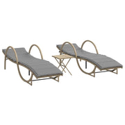 Lettini Prendisole 2 pz | Sdraio da giardino | Lettino da sole con Tavolino Beige in Polyrattan