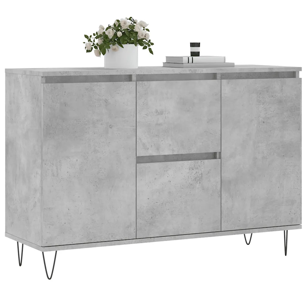 Credenza Grigio Cemento 101,5x35x70 cm in Legno Multistrato 827208