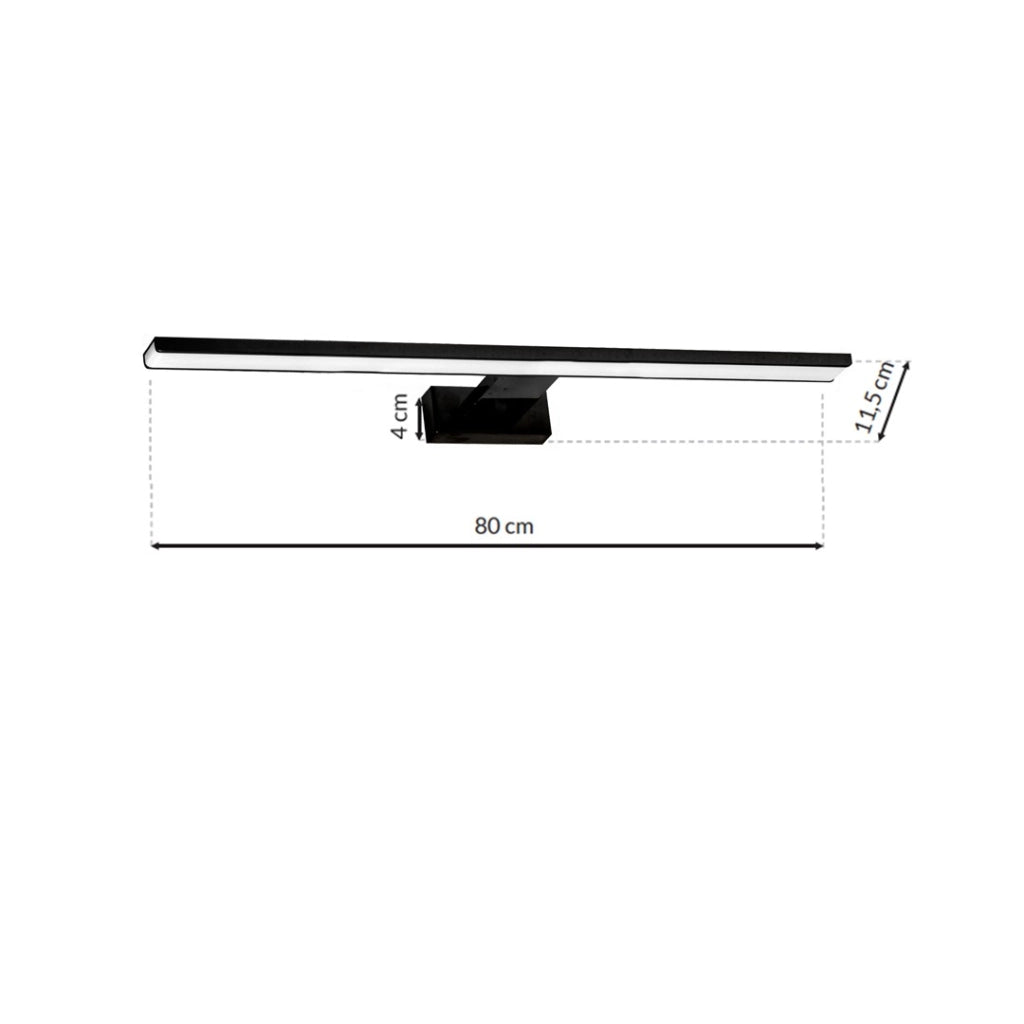 Applique LED Milagro Shine 15W 1050lm 4000K IP44 nera 80cm