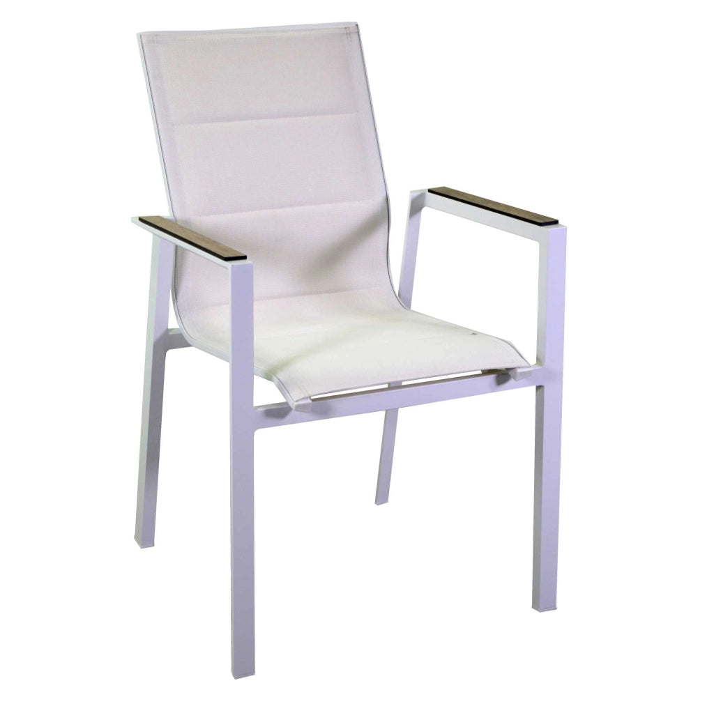 Sedia da Giardino 56x66xh90 cm in Alluminio e Texilene Riverside Bianco