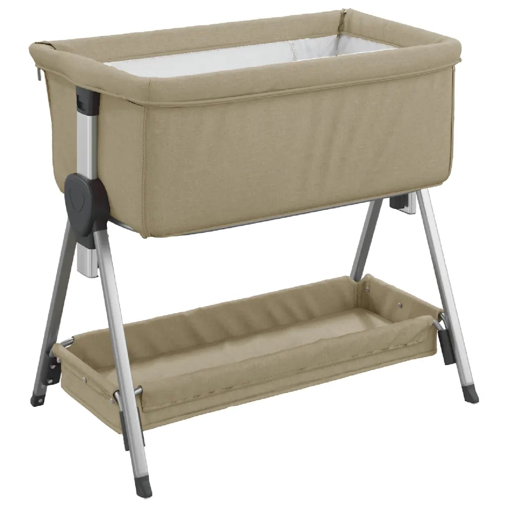 Lettino per Bambini con Materasso Tortora in Tessuto di Lino cod mxl 72370