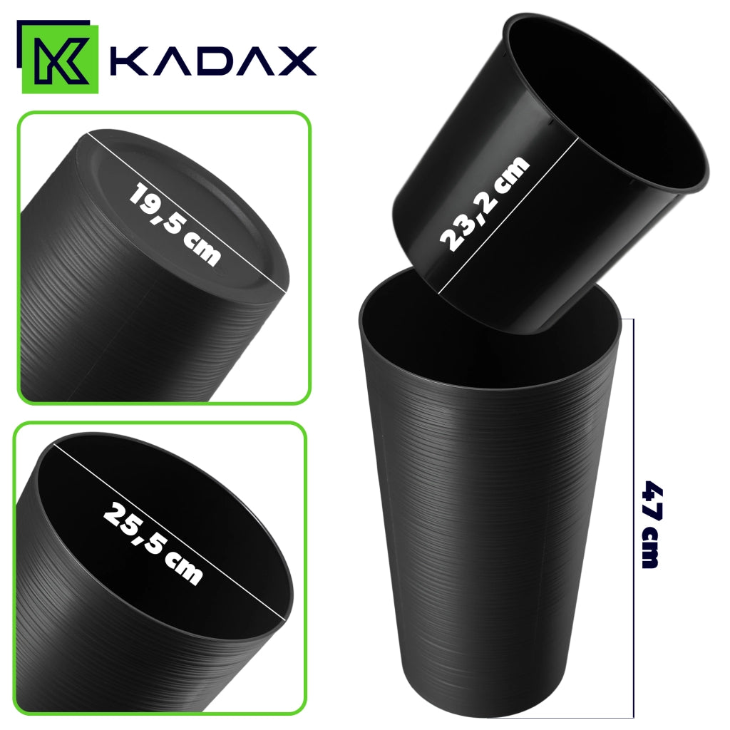 Vaso da fiori KADAX 26 cm con coperchio e inserto in plastica, colore grafite.