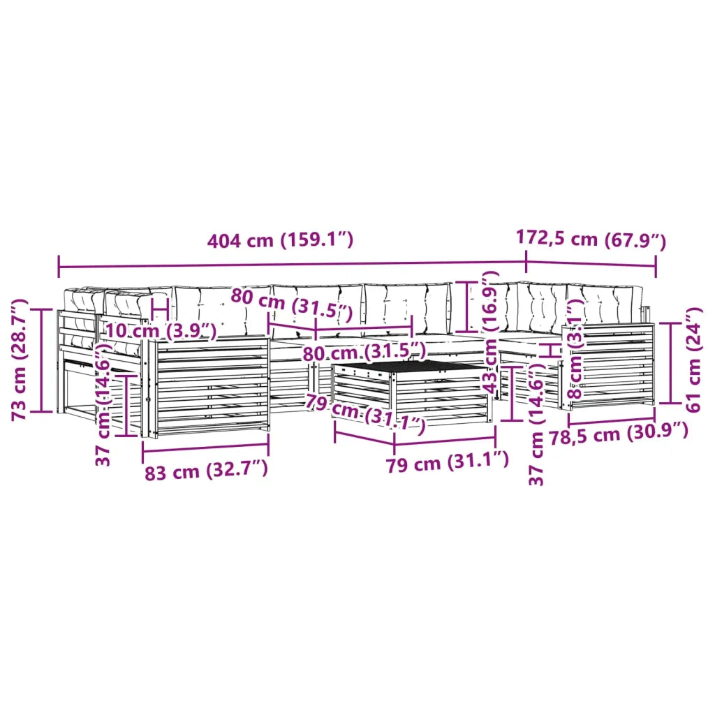 Set di divani da esterno con cuscino 8 pcs Naturale e Crema 3373185