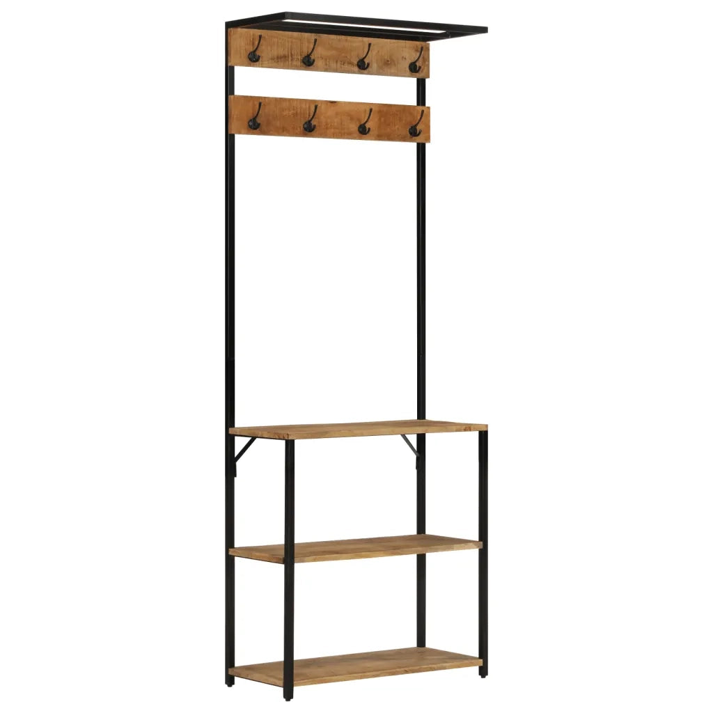 Appendiabiti con Scarpiera-Scarpiera con Appendiabiti 68x30x182 cm Massello Mango Grezzo