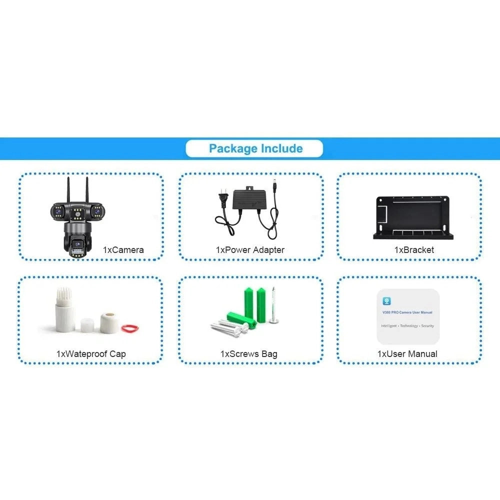 Trade Shop - Telecamera Di Sorveglianza Sicurezza Ip Ptz 4g 8k 12mp Tripla Lente Schermo Audio Q-g819 -