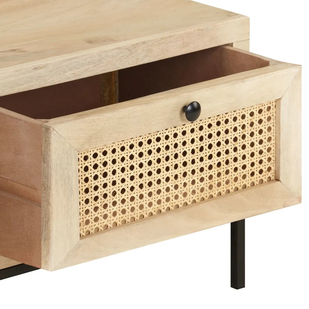 Tavolino da Salotto 90x50x37 cm Legno Massello di Mango e Canna 323511