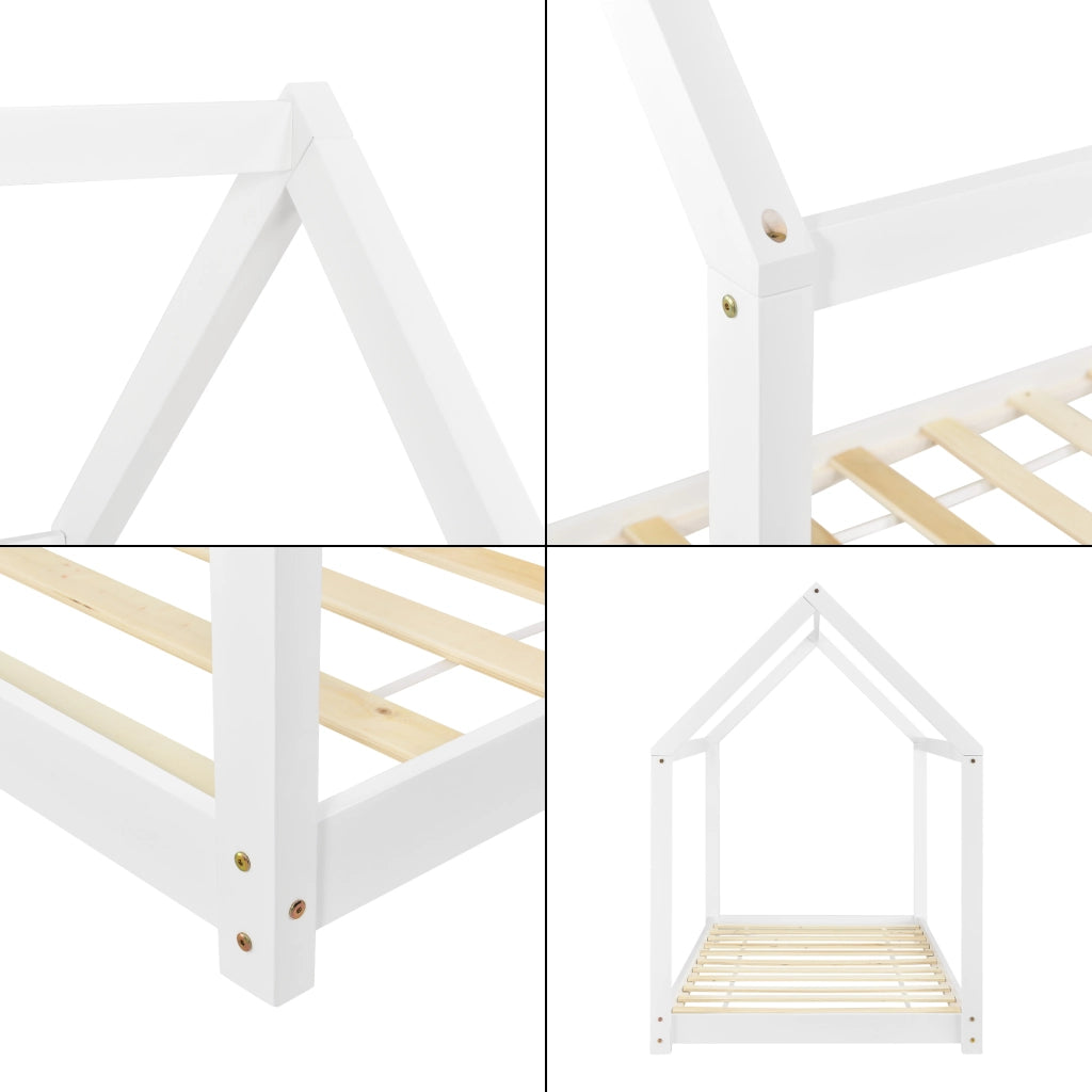 Letto per Cameretta Netstal a Casetta 80x160 cm Legno - bianco [en.casa]