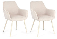 Set 2 Sedie 58x63x85,5 cm Cora in Tessuto Beige e Beige