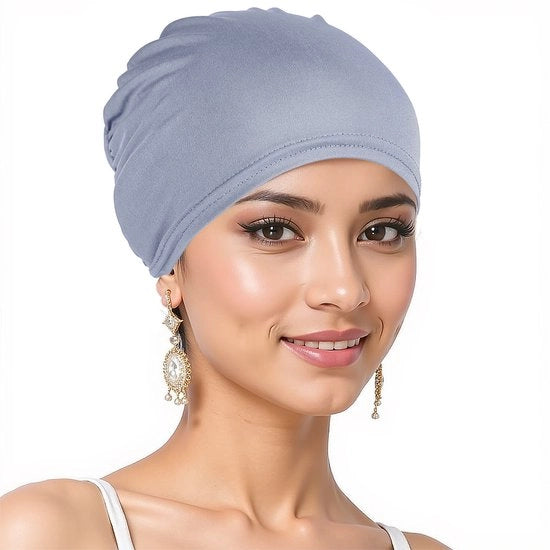 Due cuffie da sonno respiranti e elastiche per donne, adatte sia per l'inverno che per l'estate, ideali per il sonno e altre occasioni. Uno taglia adatto a tutte. Blu grigio.