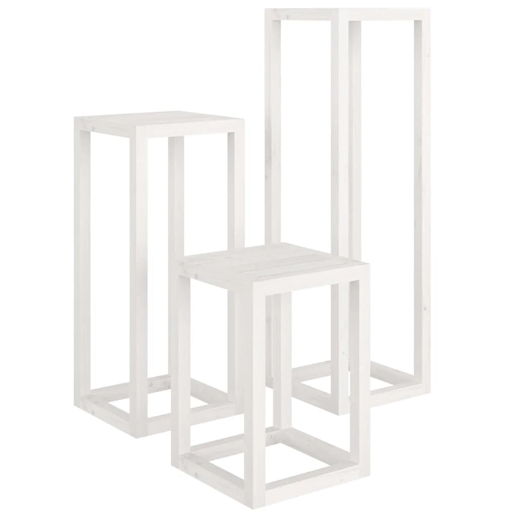 Set Supporti per piante | Sostegno per piante 3 pz Bianco in Legno Massello di Pino