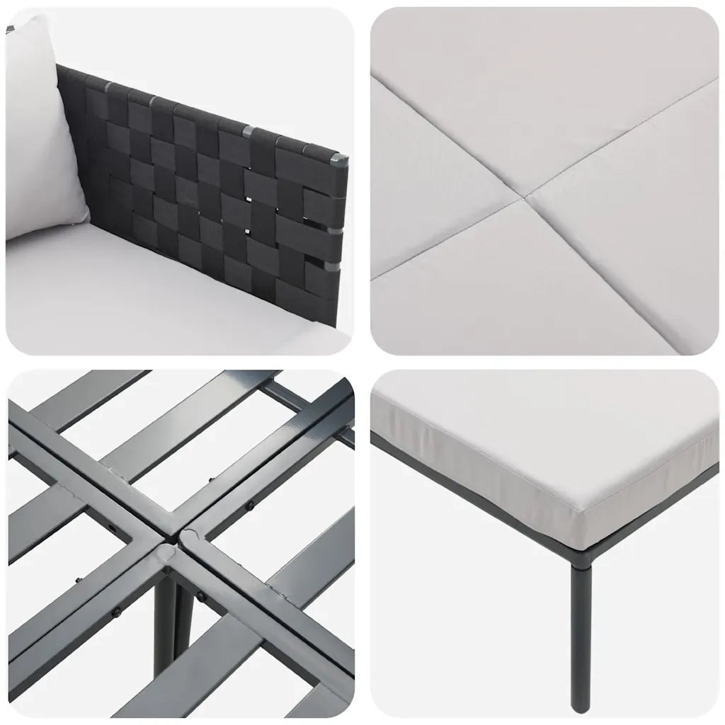 Lettino da Sole con cuscino Antracite 153 x 115 x 69.5 cm 42004134