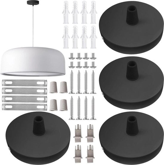 Lampade a baldacchino metalliche nero per plafondo 80mm - kit 4 pezzi con hanger e spazzolino - accessori per lampada da soffitto .