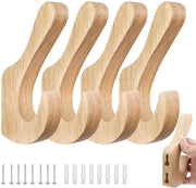Set di 4 chiodi per parete in legno di quercia - doppia testa - design eterno - inclusi viti e chiavi