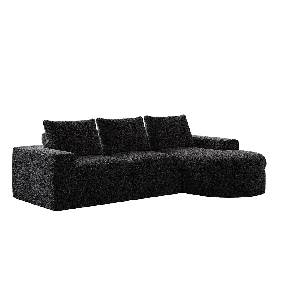 Divano chenille - Xylo - modulabile senza piedi componibile forma L