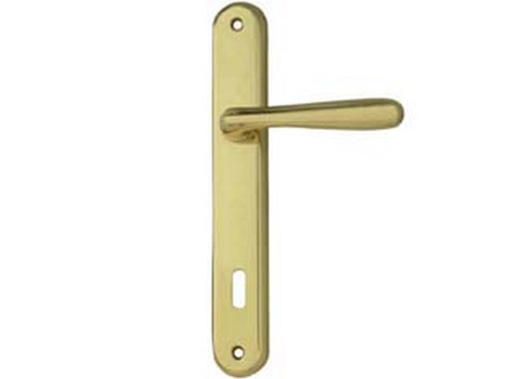 1paio maniglia karol con placca in zama finitura ottone lucido - mm.90 foro norma cod:ferx.fer146944