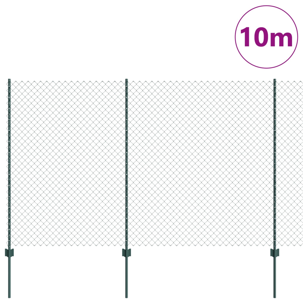 Recinto in Rete Metallica con 10 Pali U Verde 1.5x10 m Acciaio