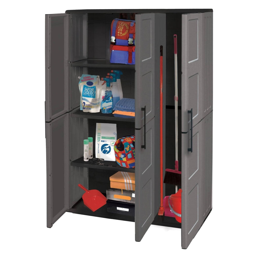 Mobile da Giardino Amordel, Armadio da Esterno 3 Ripiani Made in Italy, 37x102x163h cm Grigio